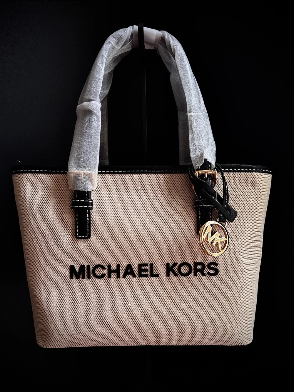 NWT Michael Kore Jet Set Travel XS Canvas Top Zip Tote Convertible Crossbody